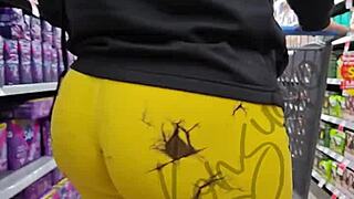 Sexy Latina's Yellow Leggings Reveal Curvy Ass and Tanguita Tease