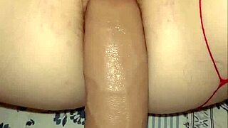 soft petite redhead's tight pussy devours monster dildo up close in bedroom