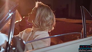 polina's big round ass milf striptease in playboy convertible