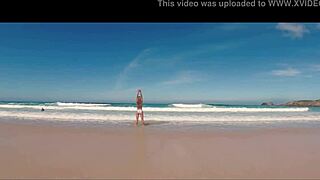 sasha ikeyeva models bikini ass on spanish doninos beach travel show