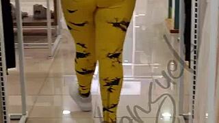 Sexy Latina's Yellow Leggings Reveal Curvy Ass and Tanguita Tease