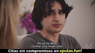 two guys double penetrate hot blonde spanish sub