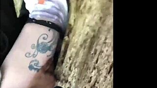 masked emo goth bent over for public interracial creampie doggystyle