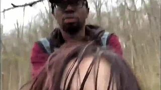 masked emo goth bent over for public interracial creampie doggystyle