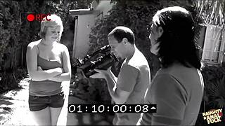 Blonde gives wild outdoor blowjob before intense anal cowgirl ride