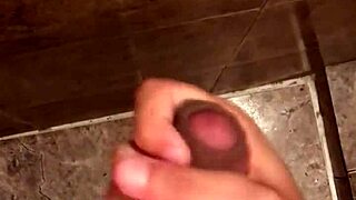 skinny brazilian unloads much cum from huge solo masturbation dick