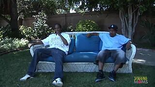 Two Black Monster Cocks Share Chubby Ebony's Big Natural Tits