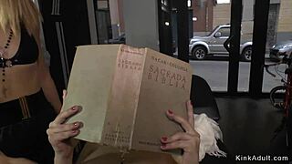 Clamped slut endures intense public anal banging humiliation