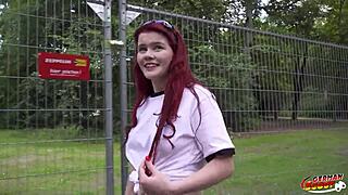 German Scout Redhead Mia May Public Anal At Football Viewing