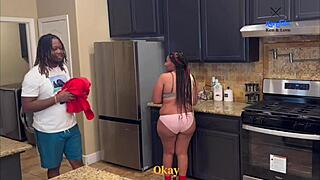 they fucked raw now stepmom's pregnant with cum dripping from kitchen pounding 😱💦