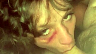 street hooker with black eye deepthroats then fucked public before cum swallow