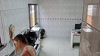 maid strips clothes accepts facial cumshot from boss