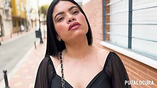 Curvy latina waitress Makarena chases job but ends up bent over for wild doggystyle pounding