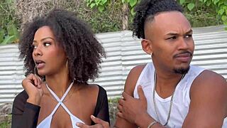 black couple picks up beach stranger for wild home threesome fuck