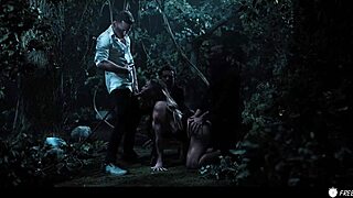 big-titted asian fuckdoll gangbanged roughly in forest bondage