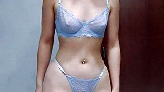 Does Her Blue Lingerie Tease Make That Big Ass Clap Harder For You?