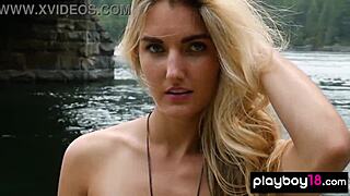 Anna katarina strips naked strumming guitar outdoors softly