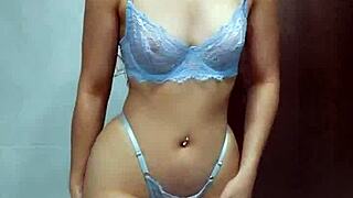 Does Her Blue Lingerie Tease Make That Big Ass Clap Harder For You?