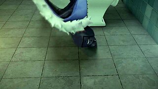 pregnant belly swells with massive cumflation load on toilet