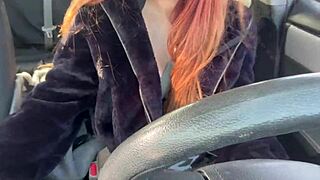 Hey Artemisia Love flashes her juicy big tits and hard nipples from the car on sexy streets! 🚗🍈🔥😍