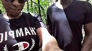 Southern Submissive Deepthroats Black Cock Ass Licks In Forest Gagging Spitting