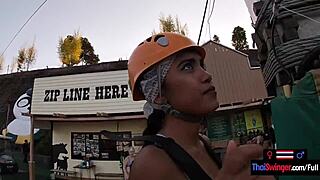 asian college teen fucks boyfriend hard after waterpark fun