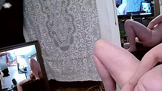 voluptuous dawnskye1962 strips rips clothes rides huge dildo