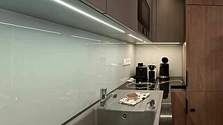 blonde coed with big natural tits flashes ass and legs in miniskirt chores