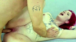 tattooed white teen slut sucks and rides creampie in dorm domination