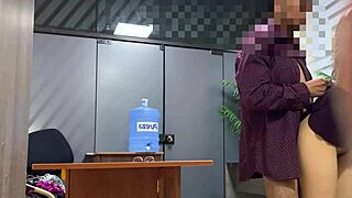 Nympho secretary in miniskirt bends over for boss's hard doggystyle pounding at unam