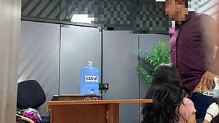 Nympho secretary in miniskirt bends over for boss's hard doggystyle pounding at unam