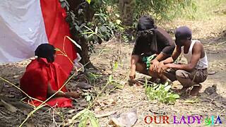 my wild outdoor threesome watching chief priest pound wife's pussy with monster BBC to get her pregnant at all costs