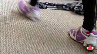 strolling casually in comfy sneakers outdoors 👟🛤️ feet flexing naturally