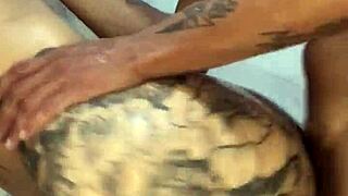 BIG ASS BRUNETTE BATHROOM FUCK ENDS IN FACIAL CREAMPIE!