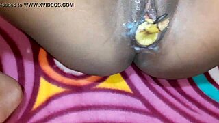 horny indian girl stuffs banana deep into her wet pussy solo