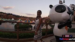 asian college teen fucks boyfriend hard after waterpark fun