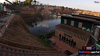 asian college teen fucks boyfriend hard after waterpark fun