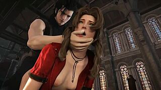 Aerith gainsborough's shaved pussy creampied in brunette cowgirl riding cumpilation