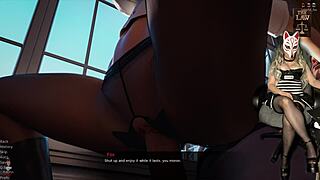 Prison guard hijab milf strips without panties in steamy office cosplay