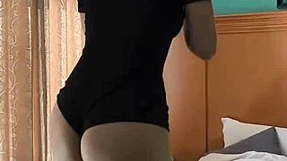 curvy big ass amateur workout in tight miniskirt