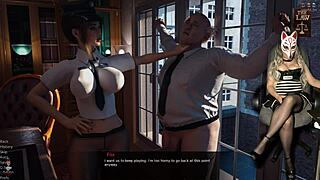 Prison guard hijab milf strips without panties in steamy office cosplay