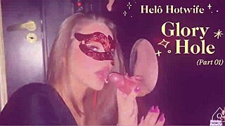 cuckold watches wife suck stranger's cock at gloryhole dripping wet