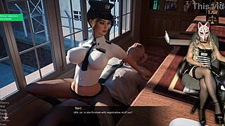 Prison guard hijab milf strips without panties in steamy office cosplay