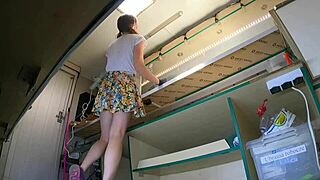 Clear the truck, sexy? Hidden cam catches your wet upskirt pussy!