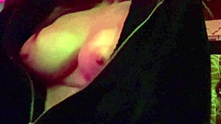 Italian milf flashes huge tits and big nipples outdoors publicly