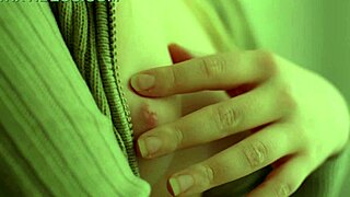 Blonde model teases small tits nipples and pussy closeup slow motion