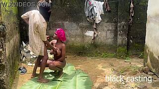 Horny Backyard Tryst with Petite Ebony Landlord's Narrow-Assed Beauty