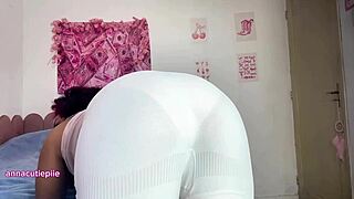 curvy ebony beauty farts softly in tight white shorts