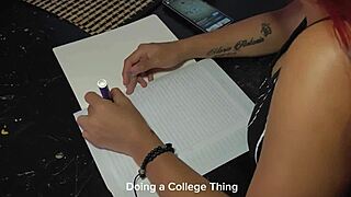 university student gets anal during homework task