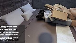 Cute shemale femboy begs for more during intense roblox fucking session